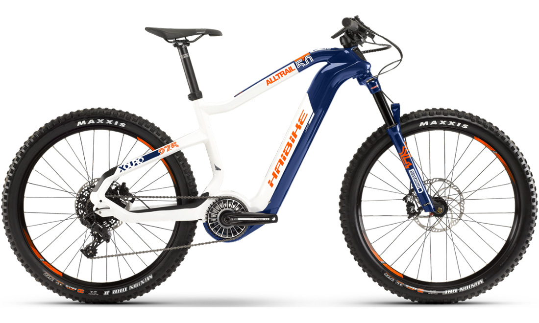 Фотографія Електровелосипед HAIBIKE XDURO AllTrail 5.0 Carbon FLYON 27,5" (2020) 2020 Синьо-зелений